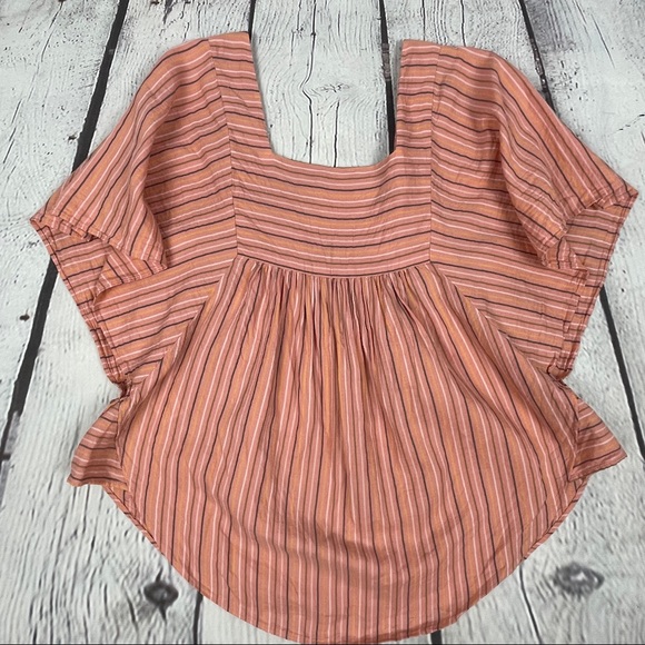 MADEWELL Butterfly Cotton Striped Lightweight Top in Slope Stripe, size XXS - Picture 6 of 14